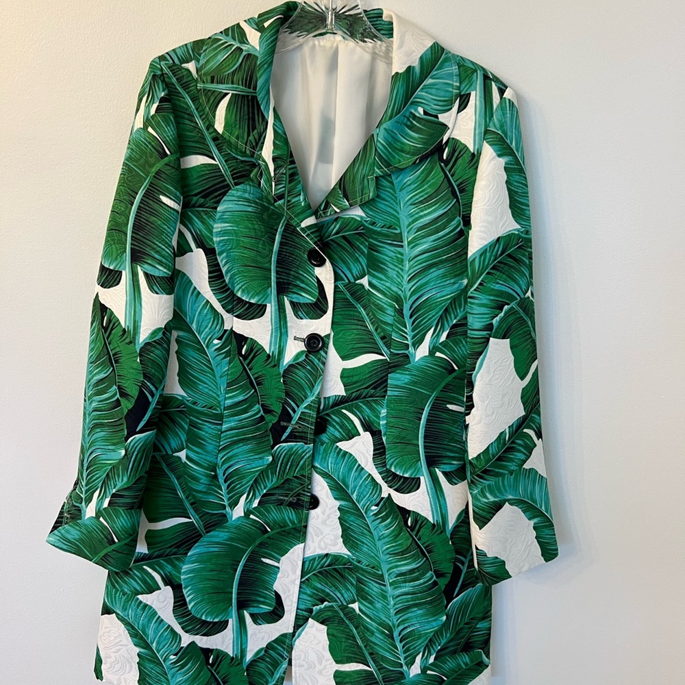 Tropical Leaf Print Blazer